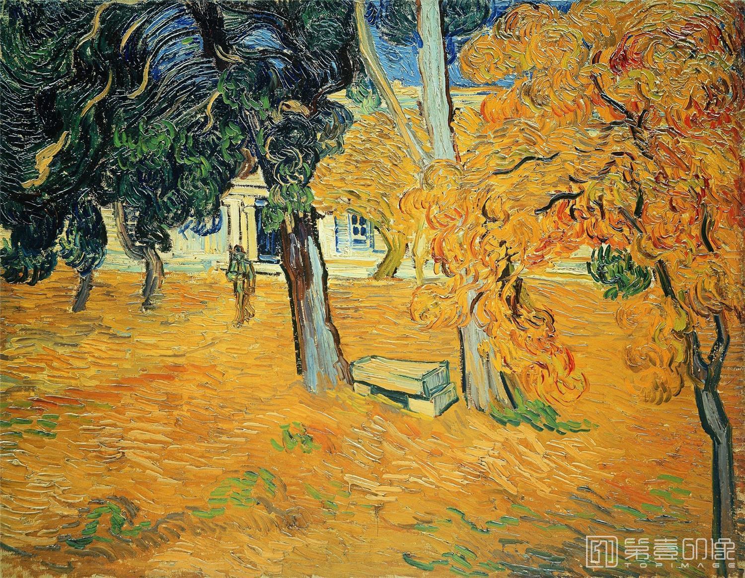 油画-文森特·威廉·梵高 Vincent Willem van Gogh-The Garden of Saint-Paul Hospital3-470